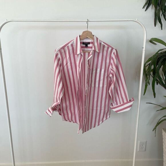 J.Crew Garçon Pink Striped Cabana Vacation Top Button Down - Picture 2 of 6